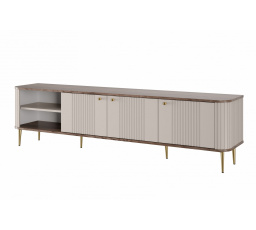 TV skříňka Vesper 3D 187 cm - kašmír / ořech / zlaté nohy