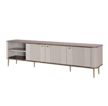 TV skříňka Vesper 3D 187 cm - kašmír / ořech / zlaté nohy