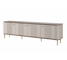 TV skříňka Vesper 4D 187 cm - kašmír / ořech / zlaté nohy