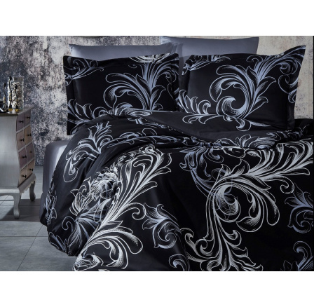 Francouzské povlečení Satén 200x200, 70x90cm Atlantis black