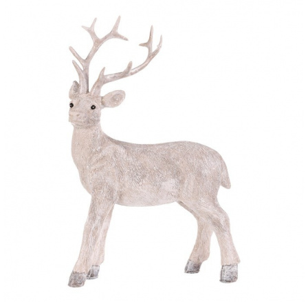 Jelen - polyresinová figurka, stojící, vel. L, bílý