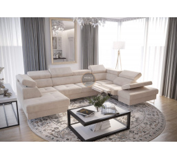 Rohová sedací souprava GALAXY MAX II , relax s funkcí spaní 215x350x170 - béžová, pravá