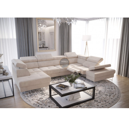 Rohová sedací souprava GALAXY MAX II , relax s funkcí spaní 215x350x170 - béžová, pravá Rohová sedací souprava GALAXY MAX II , relax s funkcí spaní 215x350x170 - béžová, pravá