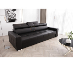 Sofa MARGO III 273 cm přírodní kůže - černá kůže