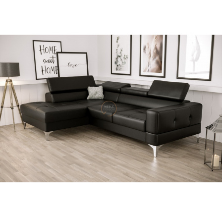 Rohová sedací souprava TOSCANIA MINI s funkcí spaní 170x250 cm - černá eko kůže, levá