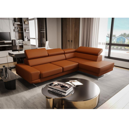 Rohová Kožená sedací souprava MILANO I - cihlová , pravá Rohová Kožená sedací souprava MILANO I - cihlová , pravá