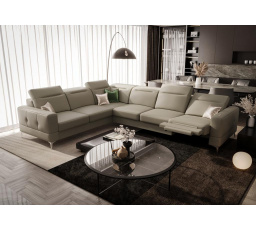 Rohová sedací souprava MALIBU MAX , relax 320x250 přírodní kůže - pravá, Béžová kůže