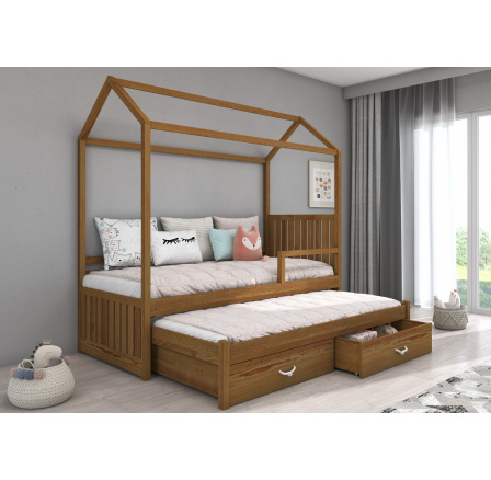 Postel domek s bariérkou JONASZEK 200x90 Dub
