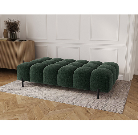 Ferivo quilted pouffe on legs, dark green velvet Amore 35 137x37 Ferivo quilted pouffe on legs, dark green velvet Amore 35 137x37