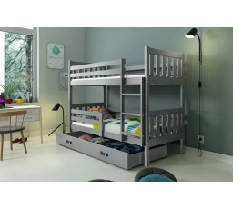 Dětská patrová postel CARINO se šuplíkem 80x190 cm, bez matrací, Grafit/Grafit