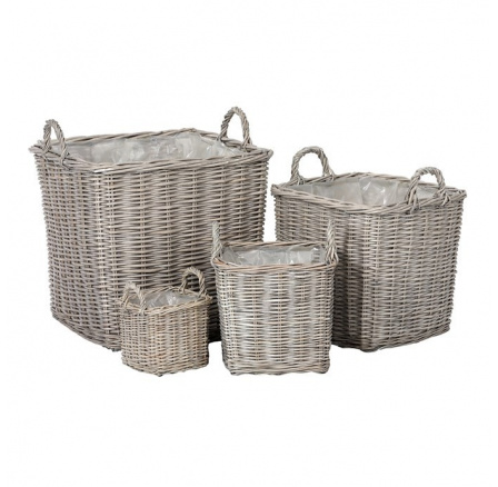 Koš proutěný - obal na květiny, šedý, cena za sadu 4 ks Koš proutěný - obal na květiny, šedý, cena za sadu 4 ks