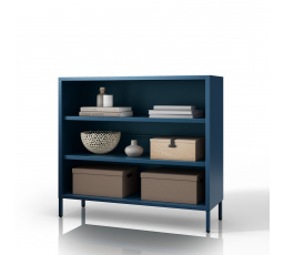 Nízký kovový regál modrý Moderní LUCA, 1000 x 900 x 350 mm