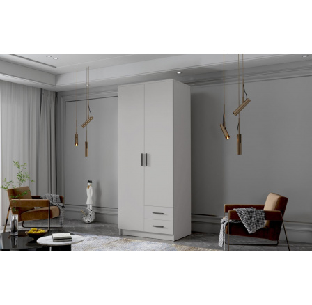 Skříň Arya I 80 - bílá/černé úchytky