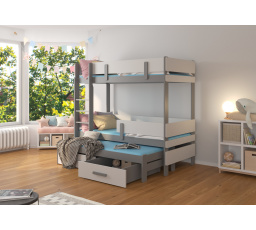 Třílůžková patrová postel ETAPO 180x80 Šedá+Šedá