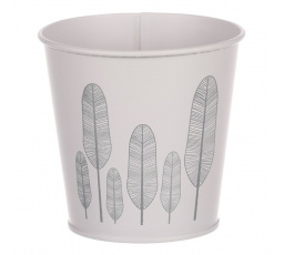 Obal kovový s peříčky, barva bílá.