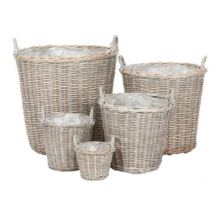 Koš proutěný - obal na květiny, šedý, cena za sadu 5 ks Koš proutěný - obal na květiny, šedý, cena za sadu 5 ks