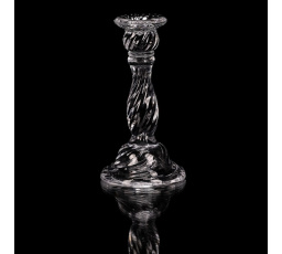 Svícen skleněný - 20 cm, na kónickou svíčku, čirý