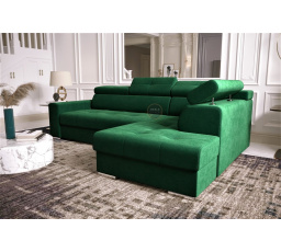 Rohová sedací souprava s funkcí spaní MARGO I 260×185 - zelená , pravá