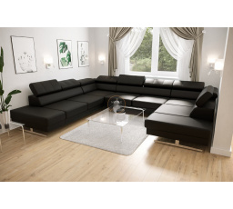 Rohová sedací souprava EMPORIO MAX I 300x350x220 přírodní kůže - černá kůže , levá