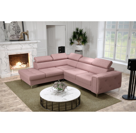 Rohová sedací souprava ORION II s funkcí spaní 225x255 cm - růžová, levá Rohová sedací souprava ORION II s funkcí spaní 225x255 cm - růžová, levá
