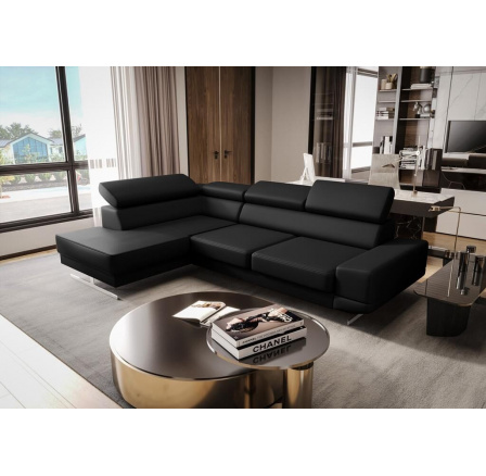 Rohová Kožená sedací souprava MILANO I - černá , levá Rohová Kožená sedací souprava MILANO I - černá , levá