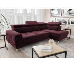 Rohová sedací souprava s funkcí spaní ORION 165x255 - Odtíny bordové, pravá