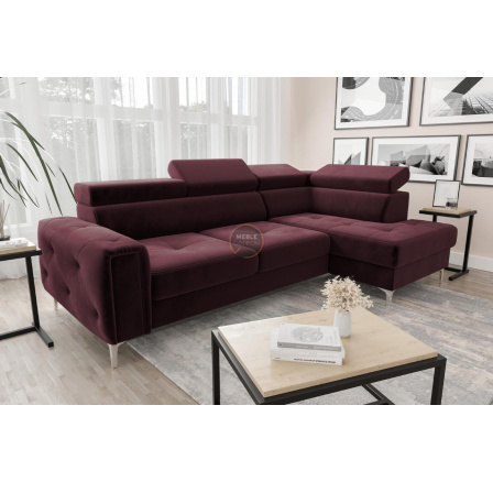 Rohová sedací souprava s funkcí spaní ORION 165x255 - Odtíny bordové, pravá Rohová sedací souprava s funkcí spaní ORION 165x255 - Odtíny bordové, pravá