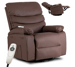 Masážní Rozkládací Křeslo BRUCE s Houpací Funkcí Hnědá Ekokůže