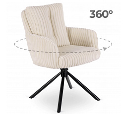 Otočné křeslo do obývacího pokoje JUNE Krémové manšestrové