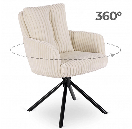 Otočné křeslo do obývacího pokoje JUNE Krémové manšestrové