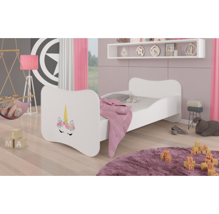 Dětská postel GONZALO s matrací, 160x80 cm, Bílá/Unicorn