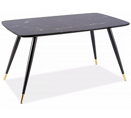 Jídelní stůl CYRIL I, efekt kamene/černá/zlatá