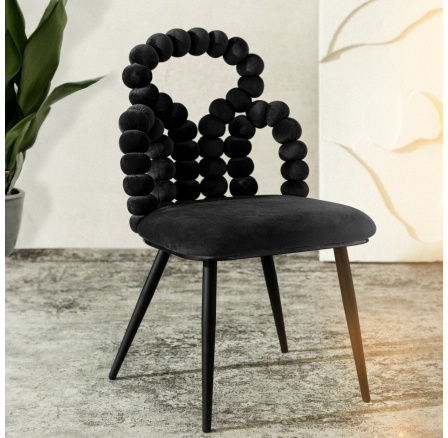 Židle BUBBLE BEAM velur černá s černými nohami 56.5x52x87 cm 873770