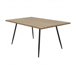 Stůl zahradní 160x95x74, kov s umělým ratanem, deska polywood