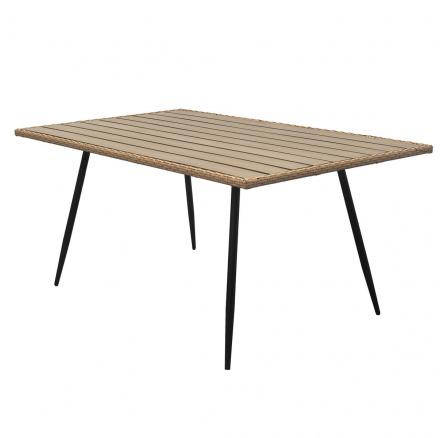 Stůl zahradní 160x95x74, kov s umělým ratanem, deska polywood