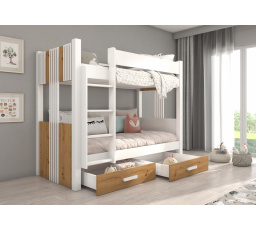 Dvoulůžková patrová postel s matracemi ARTA 200x90 Bílá+Artisan