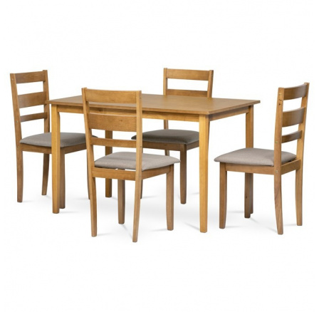 Jídelní set s 4 židlemi, 120x75x75cm, masiv, dub, AUT-6070 OAK