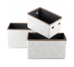 Koš látkový - skládací, krémový, cena za sadu 3 ks