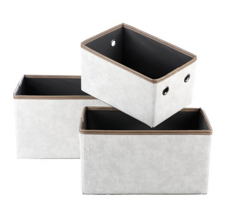 Koš látkový - skládací, krémový, cena za sadu 3 ks