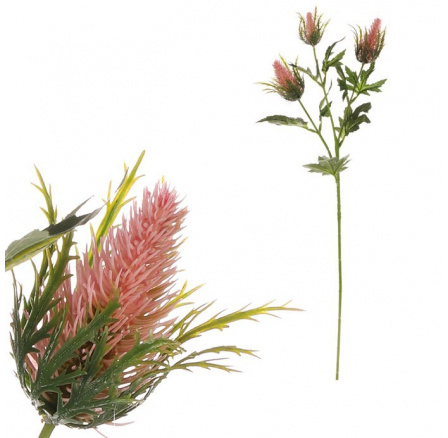 Eryngium - umělá větev, barva světle růžová