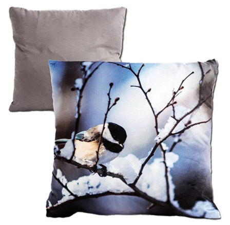 Polštář s výplní - sametový, motiv s ptáčkem Polštář s výplní - sametový, motiv s ptáčkem