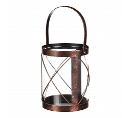 Lampa kovová - na svíčku, barva měděná-antik