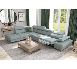 Rohová sedací souprava GALAXY , relax s funkcí spaní 225X350 cm - mátová, levá