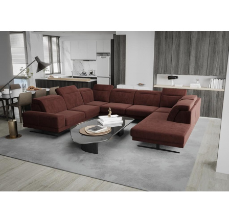 Rohová sedací souprava FIORE MAX I 220x350x265 cm - tmavě růžová, levá