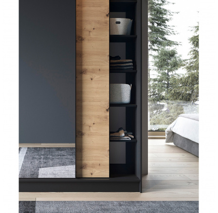 Esville III se zrcadlem Dąb Artisan, Černý Mat 220x60