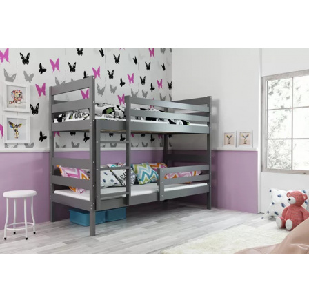 Dětská patrová postel ERYK 90x200 cm, bez matrací, Grafit