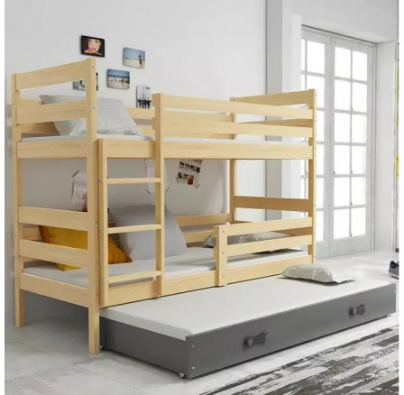 ERYK 3 OSOBOWE RAMA SOSNA SZUFLADA GRAFIT 80 X 190 KPL