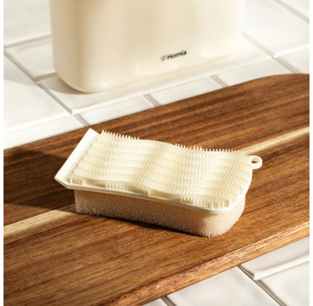 Houbička EASY CLEAN silikonová oboustranná smetanová 13x6,5 cm 723926