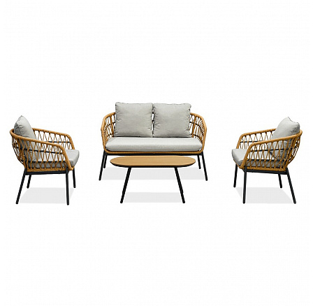 Zahradní sedací souprava, kov, polyratan, hnědá, AZ-L1880 NAT Zahradní sedací souprava, kov, polyratan, hnědá, AZ-L1880 NAT