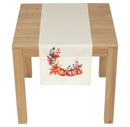 Běhoun - dýně a listí, 100 % polyester, 40 x 150 cm